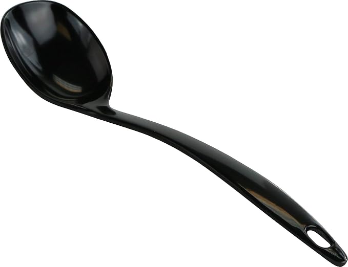 Reston Lloyd Cooking Spoon for Serving, Basting, Mixing, Heat Resistant, BPA Free Melamine 11 Inch Utensil with Ergonomic Handle, Black