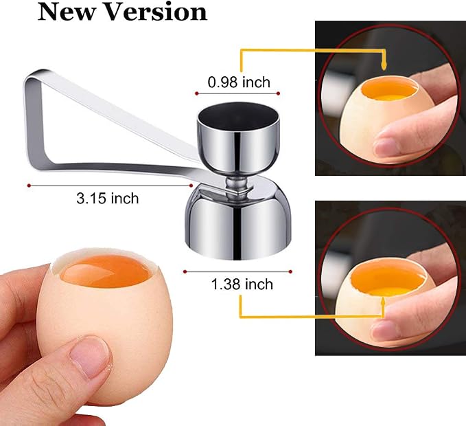Stainless Steel Egg Cracker Separator, Topper & Opener for Raw, Soft or Hard Boiled Eggs