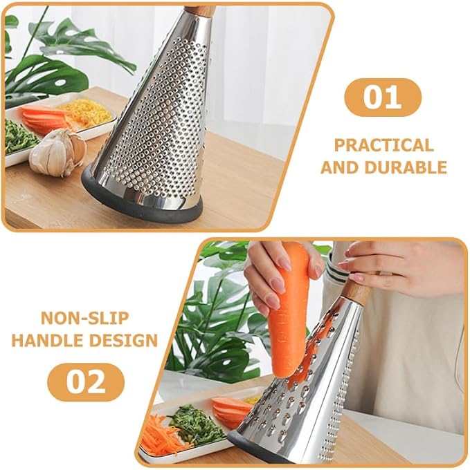Kitchen Grater Potato Grater Fruit Chopper Home Tools Cheese Grater Vegetable Stripper Handle Cheese Graters Cone-Shaped Vertical Kitchen Accessory Wood