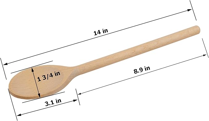 14 Inch Long Wooden Spoons for Cooking - Oval Wood Mixing Spoons for Baking, Cooking, Stirring - Sauce Spoons Made of Natural Beechwood - Set of 3