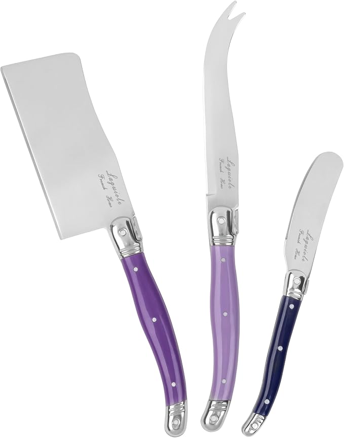 French Home Laguiole Set of 3 Cheese Knives - Plum Rose