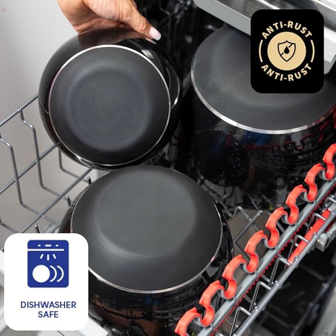 Stainless Steel Mixing Bowls Set, 3-Piece with Silicone Base | 1.5, 3 & 5 Qt Metal Bowls for Meal Prep, Baking, Cooking, Serving & Food Storage, Non-Slip Base, Dishwasher Safe, Black