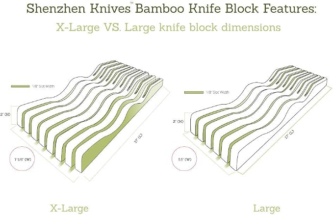 X-Large In-Drawer Bamboo Knife Block: 15 Slot (Holds 12-15 Knives) Empty Wooden Knife Holder for Kitchen Drawers - Cutlery Tray Organizer & Storage
