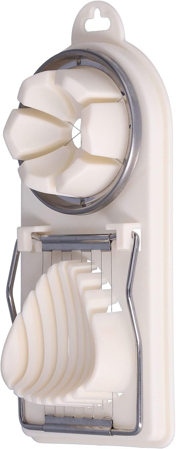 Egg Slicer 3-in-1 Eggs Cutter Multipurpose Boiled Egg Cut Slicers Stainless Steel Wire Egg Separator for Cutting Hard-Boiled Eggs Fruit Strawberry Banana(white)