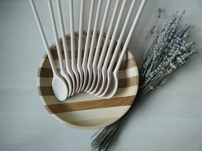 12 Inch Wooden Spoons for Cooking - Set of 12 Premium Wood Utensil Set - Durable Wooden Spoons for Culinary Needs - Ideal Kitchen Essentials
