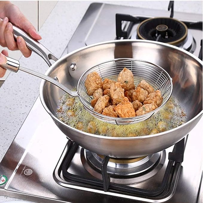 Wire Kitchen Skimmer Spider Strainer Stainless Steel food colander Slotted Ladle Scoop For Pasta Deep Frying Chips