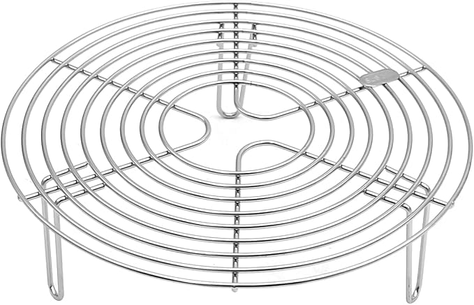 Round Steamer Rack and Cooling Rack,Stainless Steel Pot Trivet, Cooking Rack,Wire Steamer Kettle Rack Holder, Air Fryer Cooking Steamer Rack for Baking Canning Cooking Steaming, 9.5''X2.8''…