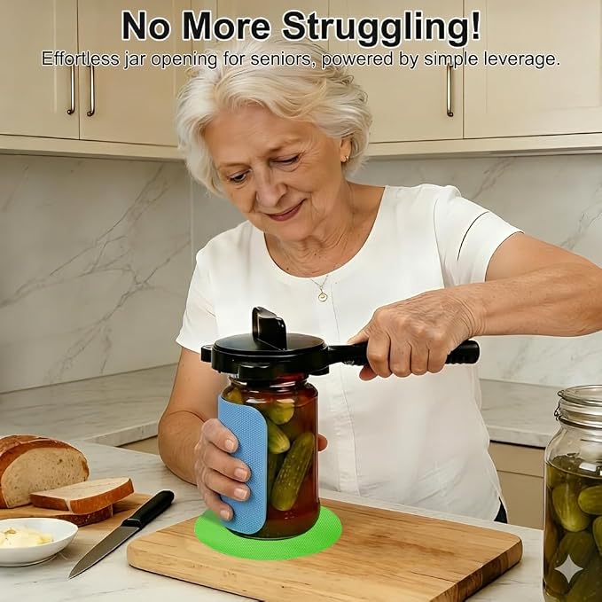 jar openers for seniors,4-in-1 Can Opener for Weak hands,Fits Kitchen Jars with Two Non-Slip Grip, Bottles & Can with Non Slip Rubber Jar opener Gripper Pad