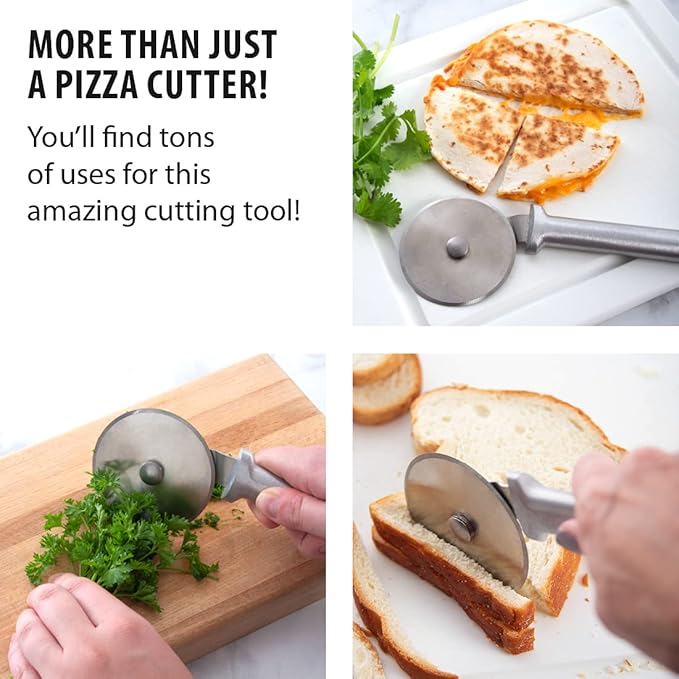 Rada Cutlery Pizza Cutter (W221), 3" Stainless Steel Wheel, Black Handle, Pack of 2