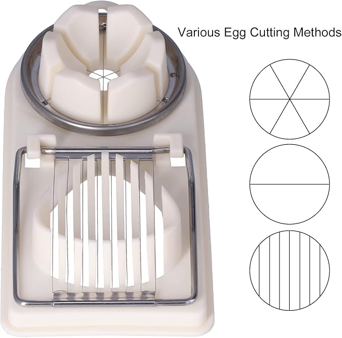 Egg Slicer 3-in-1 Eggs Cutter Multipurpose Boiled Egg Cut Slicers Stainless Steel Wire Egg Separator for Cutting Hard-Boiled Eggs Fruit Strawberry Banana(white)