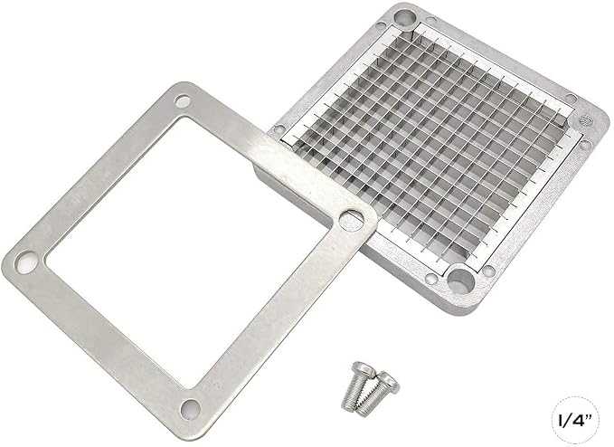 2pcs 1/4" Replacement Blade Set for Commercial Vegetable Chopper, Stainless Steel Interchangeable Blade & Pusher Block Set for Fruit Dicer Cutter