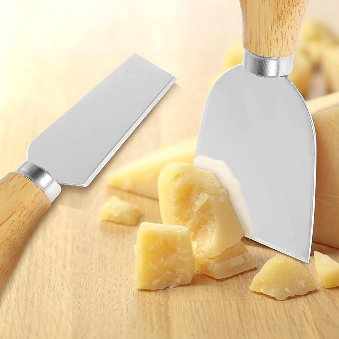 64Pcs Cheese Knives Bulk,Stainless Steel Cheese Knife Spreaders Set Butter Cutter Cheese Cutting Spatula Forks Wooden Handle Small Cheese Spreader Tool Cheese Knives for Charcuterie Board Christmas