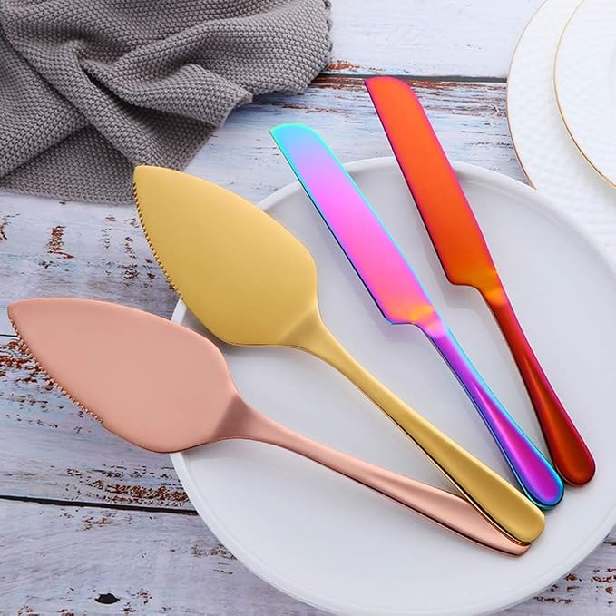 Buyer Star Wedding Cake Pastry Server Set, 304 Stainless Steel Rainbow Spatula Baking Tool Cake Shovel Butter Knives For Pie/Pizza/Cheese