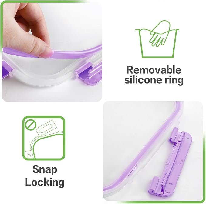 HOMBERKING 10-Pack Glass Meal Prep Containers, 36 oz/14 oz, Locking Lid Set | Borosilicate Glass Food Storage Containers Set, Airtight Lunch Bento Boxes, BPA-Free, Dishwasher Freezer, Oven Safe-Purple