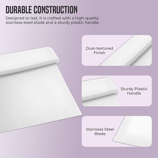 OCS Parts 6-Inch Stainless Steel Dough Cutter and Bench Scraper | White Handle | Cutter for Pizza Dough, Bread, and Pastry Dough | Multipurpose Kitchen Utensil