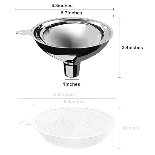Serinar Stainless Steel Large Funnel (5.7 in. X 1 in. Mouth), Metal Funnel for Bottle Filling, Filling Funnel for Spices, Juices, Powders, Coffee Beans, Honey, Milk(Without Filter)
