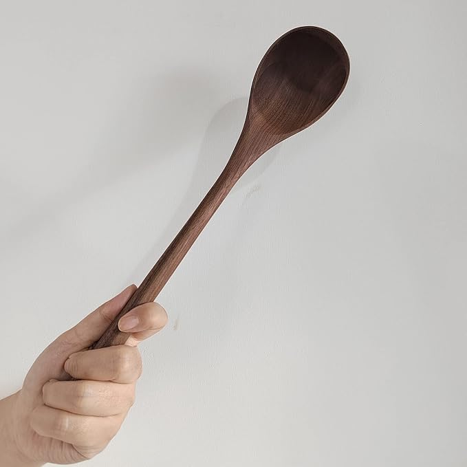 Black Walnut Wooden Ladle - 14" Long Handle, Handmade, Nonstick, Sustainable