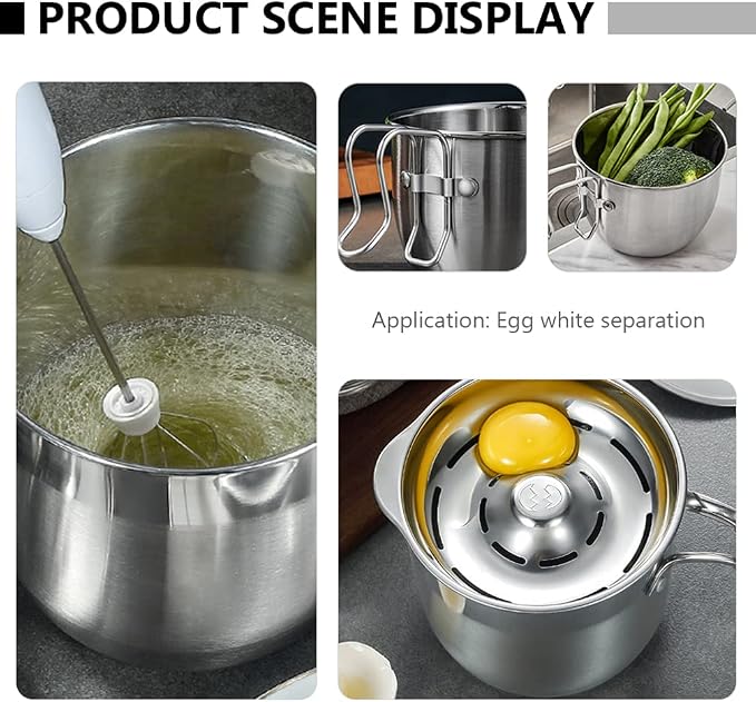 DOITOOL Egg Separator Egg Yolk White Separator, Food Grade Egg Divider Stainless Steel Egg Sieves Kitchen Gadget Cooking Tool (Without Lids, 20.5X14.5X13CM)