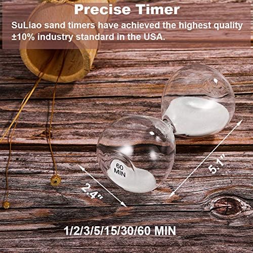 SuLiao Sand Timer 2 Minute Hourglass: 5.1 Inch White Sand Clock, Large Sand Watch 2 Min, Colorful Hour Glass Sandglass for Kids, Classroom, Home, Desk, Office Decorative