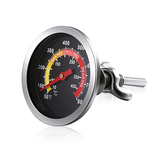 Frienda 6 Packs Charcoal Grill Temperature Gauge Thermometer Gauge Wood Barbecue Charcoal Grill Thermometer Heat Indicator for Lamb Beef Meat Cooking, 2-3/8 Inch Dial and 2-7/8 Inch Stem (Classic)