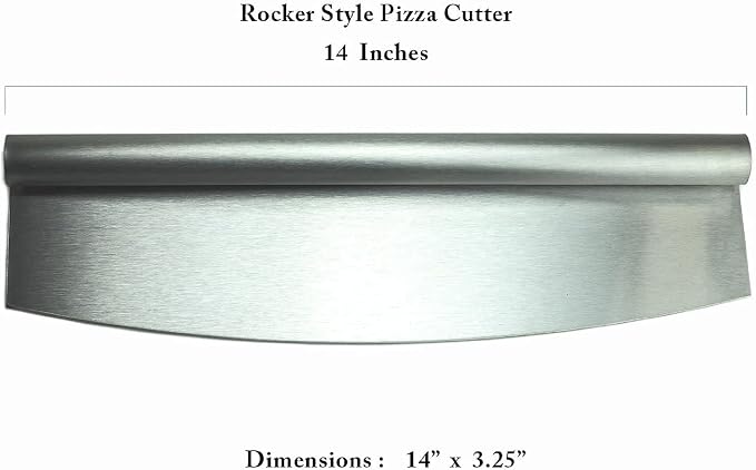 HUJI 14" Pizza Cutter Rocker Style Heavy Duty Knife Blade Non-Stick Sharp Stainless Steel Dishwasher Safe (2 Pack)
