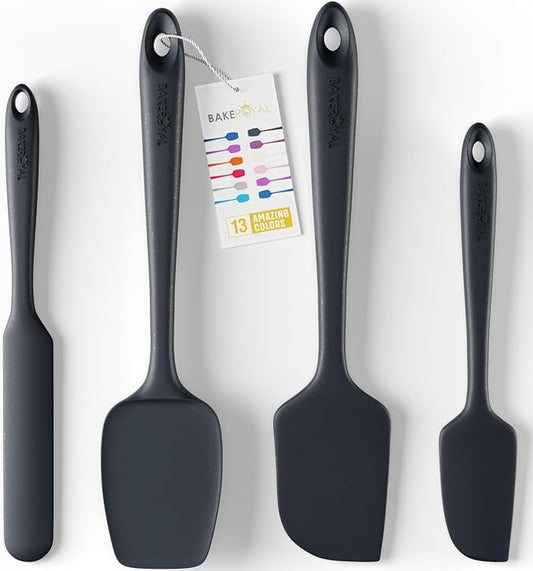 BakeRoyal Silicone Spatulas Set - Black