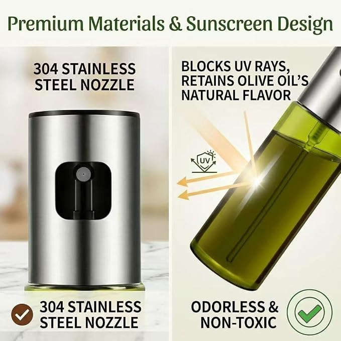 Oil Sprayer for Cooking - Olive & Avocado Oil Spray Bottle, 100ml Food Grade Glass Mister with Adjustable Nozzle for Kitchen Gadgets, Air Fryer, Salad, Frying, BBQ （1PCS）