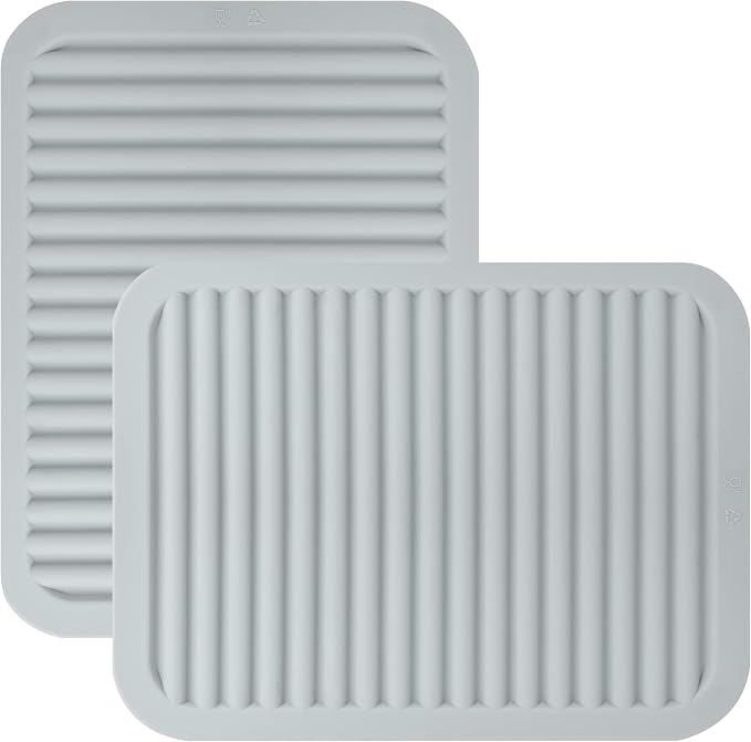 Trivets for Hot Dishes, Silicone Trivets for Hot Pots and Pans, Heat Resistant Hot Pads for Kitchen Counter, 2 Pcs Multi-Purpose & Versatile Trivet Mat (9"x12")(Light Grey)