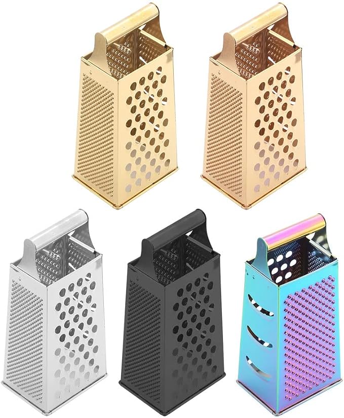 Box Grater for Kitchen, 4 Sided Box Cheese Grater, Stainless Steel Rose Gold Box Grader for Cheese, Potato, Carrot Peeler and Slicer, Kitchen Gadgets Accessories Dishwasher Safe
