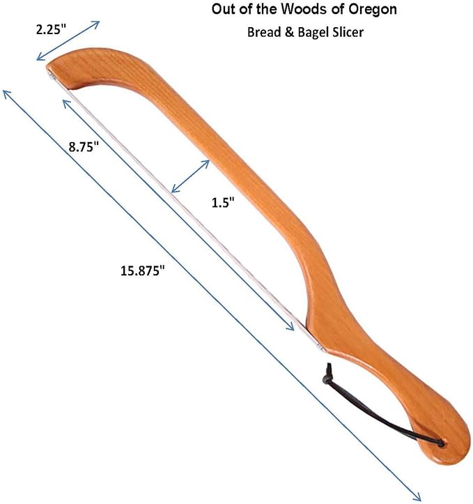 Out of the Woods of Oregon Bread and Bagel Slicer Bow Saw Bread Knife for Home Made Bread - Natural Alder - Choose from RIGHT OR LEFT HANDED (Maple - Left Handed)