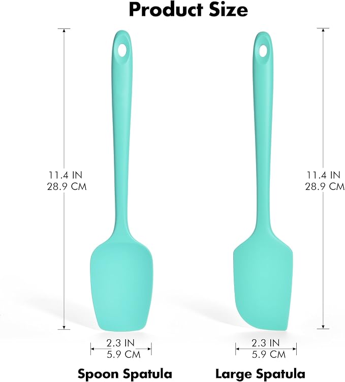2 Pieces Silicone Spatula Set: Ironberry 600ºF Heat Resistant Food Grade Cooking & Baking Utensils, Kitchen Flexible Nonstick Rubber Scraper for Scraping, Mixing, Scrambling, Flipping (Aqua Sky)