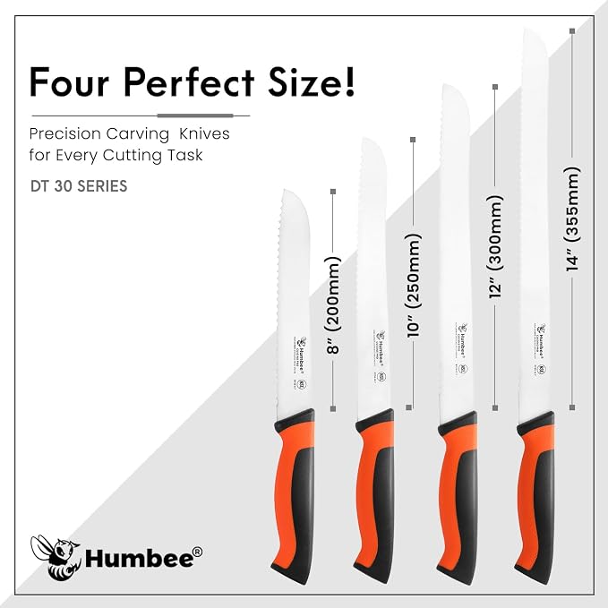 12-Inch Serrated Bread Knife, Premium High Carbon Stainless Steel Blade Knife for Bread with Ergonomic Handle, NSF Certified, DT-30 Series, Orange