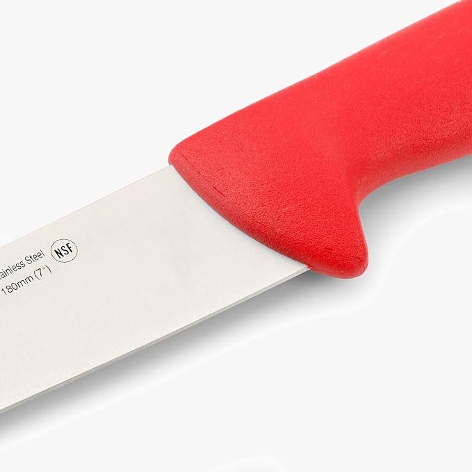 Arcos Range Butcher Knife 7 inch Nitrum Stainless Steel. Steak Knife. Polypropylene Red Handle. Color Identification System for Prolonged and Heavy Use. Series 2900. Color Red.
