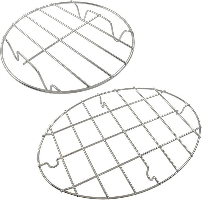 Murtenze 2 Pack Stainless Steel Cooling Rack, 11.3 x 8.3" Oval & 7.9" | Round Roasting Rack, Kitchen Baking, Roasting, Steaming