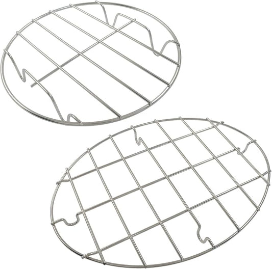 Murtenze 2 Pack Stainless Steel Cooling Rack, 11.3 x 8.3" Oval & 7.9" | Round Roasting Rack, Kitchen Baking, Roasting, Steaming