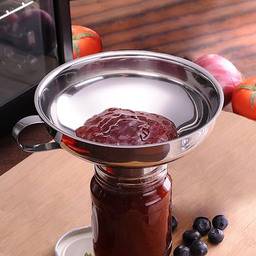 Delove Canning Funnel with Strainer for Wide and Regular Mason Jars - Wide-Mouth Funnels for Kitchen Use - Canning Supplies Kit - Stainless Steel - 3 Pack (Small and Large)