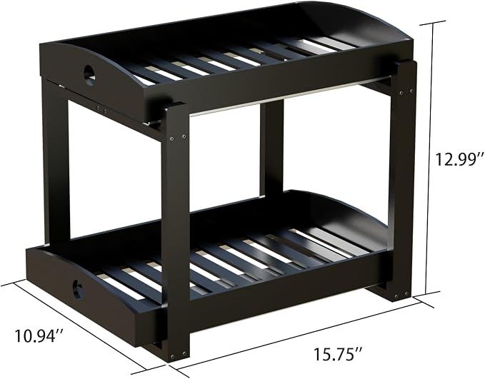 2 Pack Bamboo Under Sink Organizer, 2-Tier Pull-Out Drawers, Kitchen & Bath | Pull-out drawers keep cleaners and tall bottles visible, organized and easy to reach in kitchen or bathroom cabinets