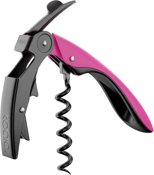Koala Spain High Tech Two-Stroke Corkscrew, Patented Automatic Tab, Pink