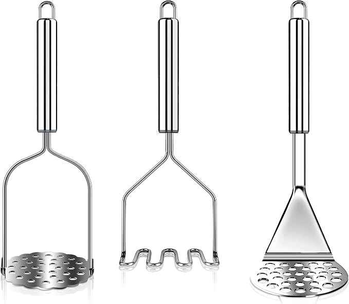 3 PCS Potato Masher Stainless Steel,Bean Smasher,Food Fruit Egg Masher Metal,Masher Kitchen Tool