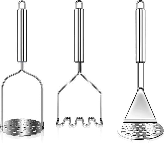 3 PCS Potato Masher Stainless Steel,Bean Smasher,Food Fruit Egg Masher Metal,Masher Kitchen Tool