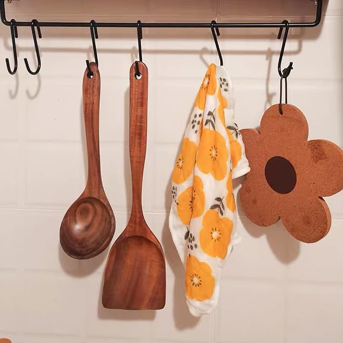 Wooden Spoons for Cooking,4 Pcs Natural Teak Wooden Utensil Set for Cooking,Premium Nonstick Kitchen Utensils, Durable Eco-Friendly Wooden Cooking Tools