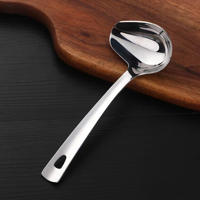 6 Pcs Silver Soup Spoon, Stainless Steel Titanium Plated Table Spoons, Durable Soup Spoon for Soup Cereal Sauces Stews-Dishwasher Safe(8.7 inches/22cm)