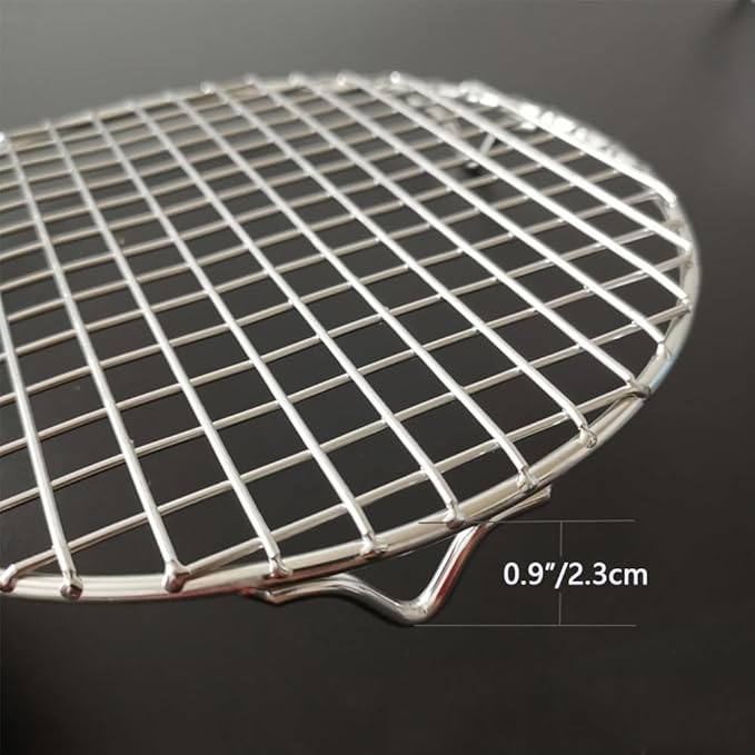 Barbecue Grids Bacon Cooking Rack with Legs Dia 10.4 Inches Round Cooking Grate for Baking Round 304 Stainless Steel Wire Cooking Racks/Carbon Baking Net/Grill/Pan Grate (265mm/10.4")
