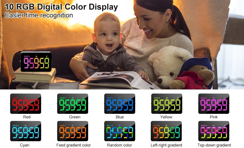 Samshow Rechargeable Digital Kitchen Timer, 2 Packs, Color Change