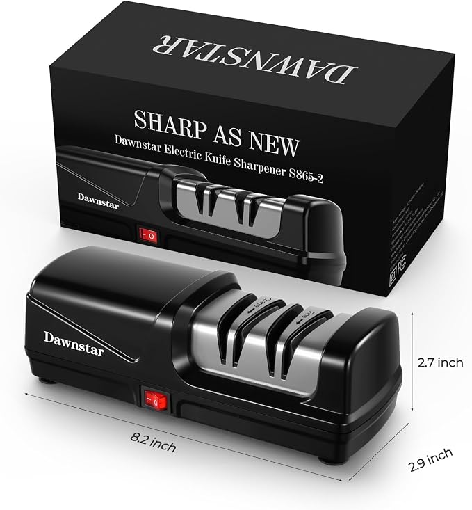 Electric Knife Sharpener, Precise 20° Diamond Knife Sharpener for Kitchen Knives, Quick Repairing in 40 Seconds, with Metal Dust Collection Box & Special Port for Scissors, Black