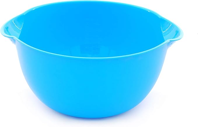 Mintra Home Mixing Bowl w/Colander (Large 4.5L, Blue) - For Washing & Draining Fruits And Vegetables - Heavy Duty Plastic for Baking, Cooking Supplies - Dishwasher Safe