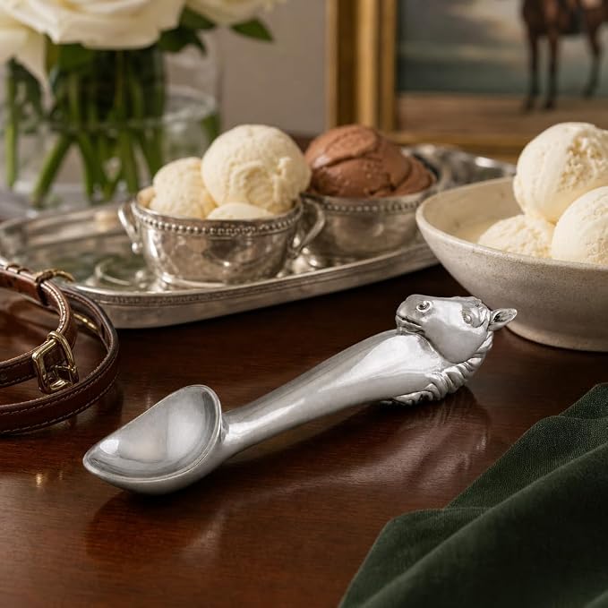 Arthur Court Horse Ice Cream Scoop - Premium Aluminum Equestrian Serveware - 10 Inch Long for Ice Cream and Desserts