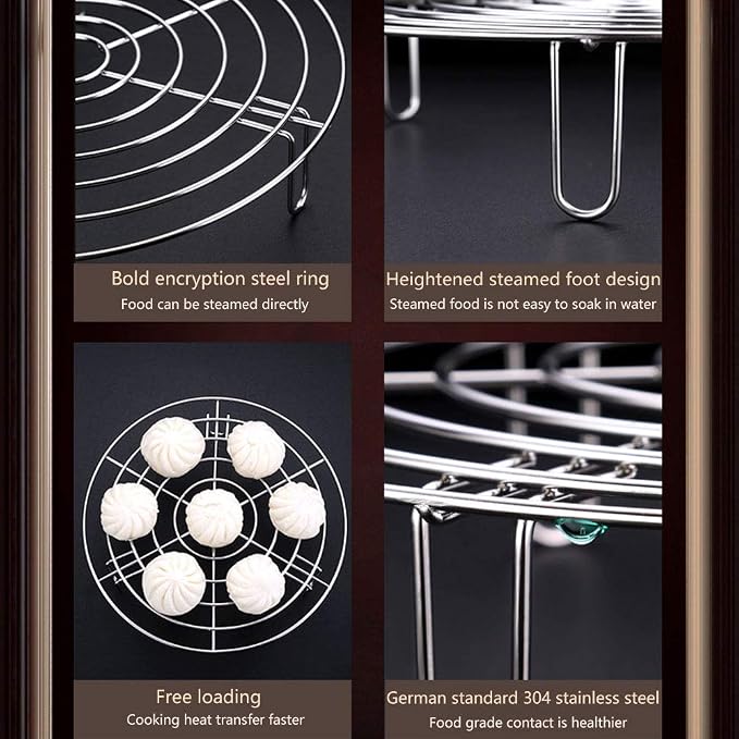 Steam Rack, Heavy Duty Steaming Rack Stand, Stainless Steel Round Steamer Cooling Rack Trivet, Pot Steamer Insert Food Stand, Steaming Cookware Accessories(15.5cm/6.1in)