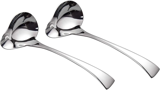 IMEEA 7-Inch Small Sauce Ladle with Pour Spout, 18/10 Stainless Steel Drizzle Spoon for Gravy, Dressing, Sauce, 2-Piece