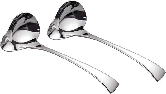 IMEEA 7-Inch Small Sauce Ladle with Pour Spout, 18/10 Stainless Steel Drizzle Spoon for Gravy, Dressing, Sauce, 2-Piece
